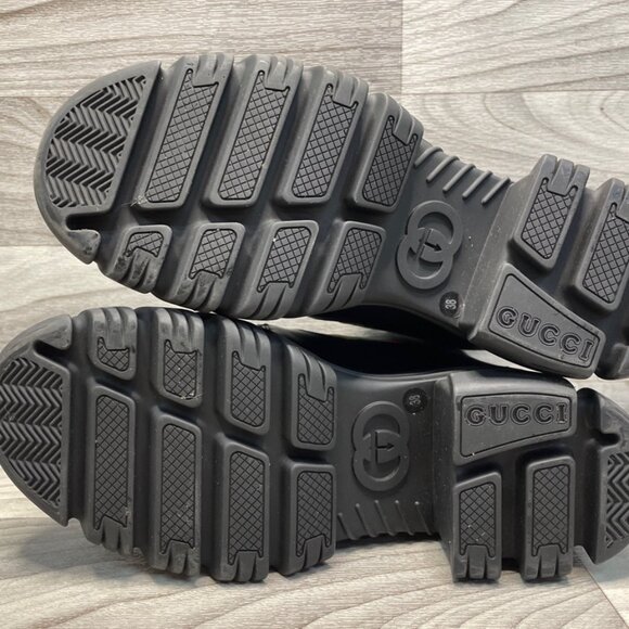 Gucci Quebec Calfskin Web Interlocking G Lace-Up Combat Boots 38 - Picture 6 of 8